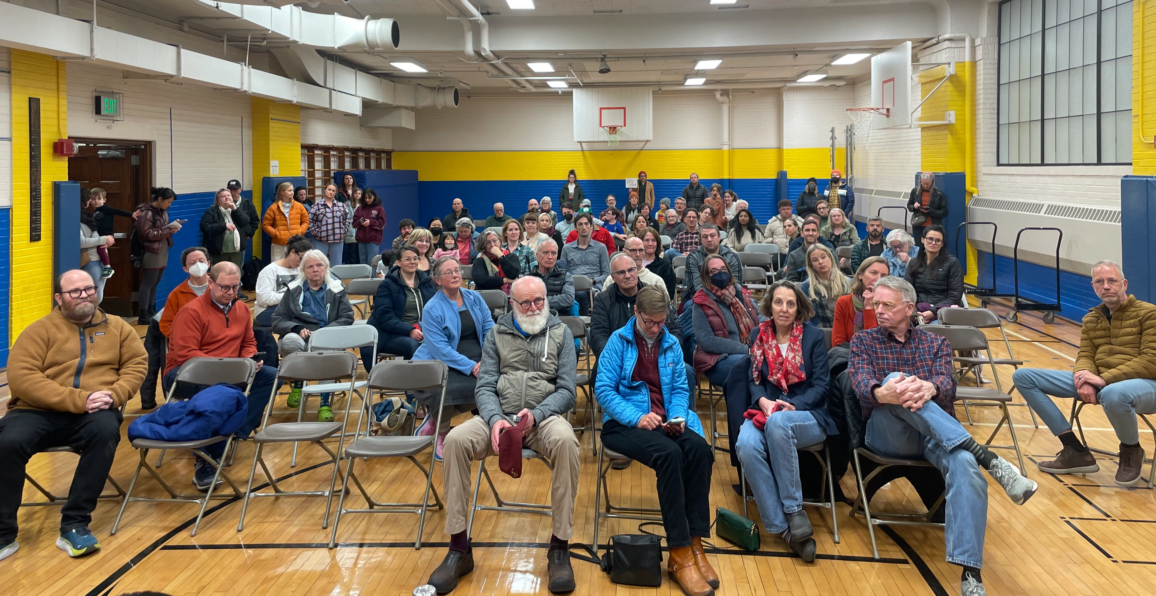 The crowd of ~75 people at the MPS Listening Session at Howe